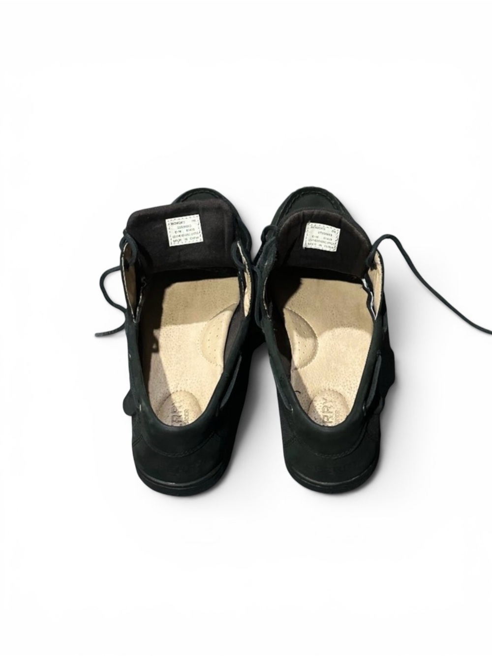 Sperry Black Leather Lace-Up Boat Sneakers - Picture 3 of 9